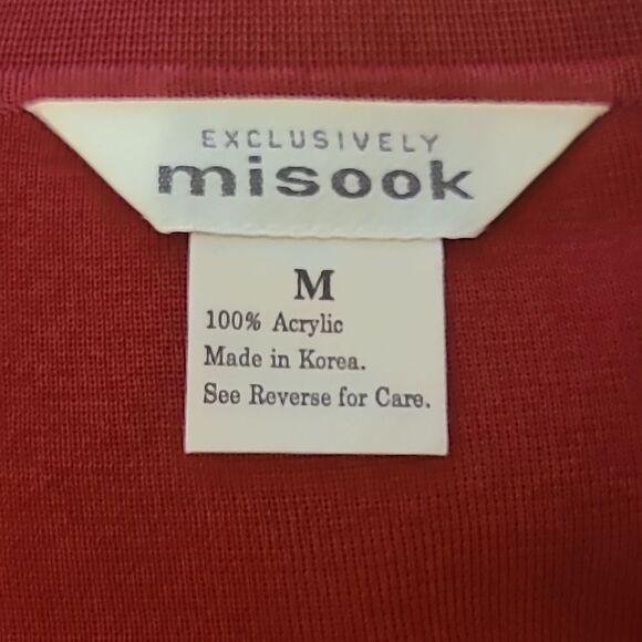 Exclusively Misook Long Sleeve Open Front Cardigan Blazer Black Red Size M - Picture 10 of 10